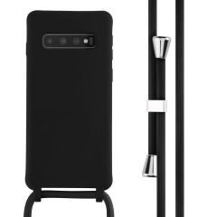 iMoshion Silikonhülle mit Band für das Samsung Galaxy S10 - Schwarz