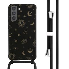 iMoshion Silikonhülle design mit Band für das Samsung Galaxy S21 FE - Sky Black