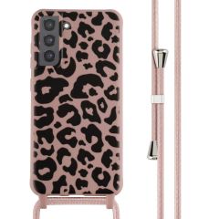 iMoshion Silikonhülle design mit Band für das Samsung Galaxy S21 FE - Animal Pink