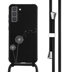 iMoshion Silikonhülle design mit Band für das Samsung Galaxy S21 FE - Dandelion Black
