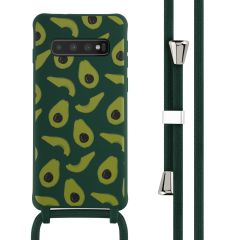 iMoshion Silikonhülle design mit Band für das Samsung Galaxy S10 - Avocado Green