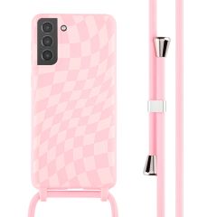 iMoshion Silikonhülle design mit Band für das Samsung Galaxy S21 Plus - Retro Pink