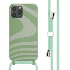 iMoshion Silikonhülle design mit Band für das iPhone 12 (Pro) - Retro Green