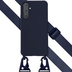 Selencia Silikonhülle mit abnehmbarem Band für das Samsung Galaxy A54 (5G) - Dunkelblau