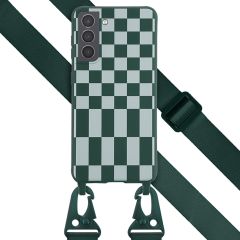 Selencia Silikonhülle design mit abnehmbarem Band für das Samsung Galaxy S21 - Irregular Check Green