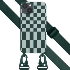 Selencia Silikonhülle design mit abnehmbarem Band für das iPhone 13 - Irregular Check Green