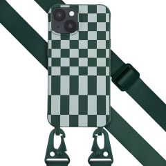 Selencia Silikonhülle design mit abnehmbarem Band für das iPhone 14 - Irregular Check Green