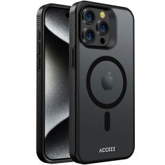 Accezz Rugged Frosted Back Cover mit MagSafe für das iPhone 15 Pro Max - Schwarz