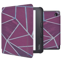 iMoshion Design Slim Hard Case Sleepcover Klapphülle mit Stand für das Kobo Libra 2 / Tolino Vision 6 - Bordeaux Graphic