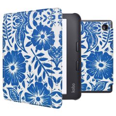 iMoshion Design Slim Hard Case Sleepcover Klapphülle mit Stand für das Kobo Libra 2 / Tolino Vision 6 - Flower Tile