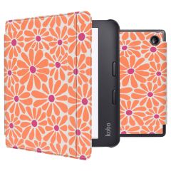iMoshion Design Slim Hard Case Sleepcover Klapphülle mit Stand für das Kobo Libra 2 / Tolino Vision 6 - Orange Flowers Connect