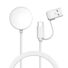 iMoshion USB-C-Ladekabel für die Apple Watch – 2-in-1 – 2 Meter – Weiß