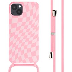 iMoshion Silikonhülle design mit Band für das iPhone 15 Plus - Retro Pink
