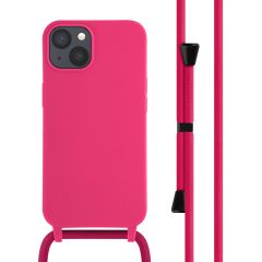 iMoshion Silikonhülle mit Band für das iPhone 13 - Rosa fluoreszierend
