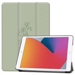 iMoshion Design Trifold Klapphülle für das iPad 9 (2021) 10.2 Zoll / iPad 8 (2020) 10.2 Zoll / iPad 7 (2019) 10.2 Zoll - Floral Green