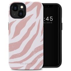 Selencia Vivid Back Cover für das iPhone 13 - Colorful Zebra Old Pink