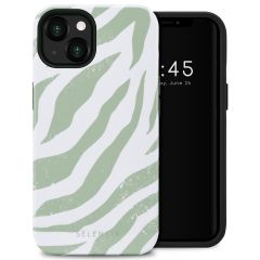 Selencia Vivid Back Cover für das iPhone 13 - Colorful Zebra Sage Green