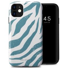 Selencia Vivid Back Cover für das iPhone 11 - Colorful Zebra Pine Blue