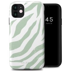 Selencia Vivid Back Cover für das iPhone 11 - Colorful Zebra Sage Green
