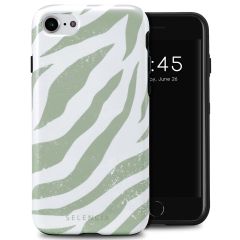 Selencia Vivid Back Cover für das iPhone SE (2022 / 2020) / 8 / 7 / 6(s) - Colorful Zebra Sage Green