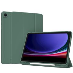Accezz Smarte Klapphülle aus Silikon für das Samsung Galaxy Tab A9 Plus - Dunkelgrün
