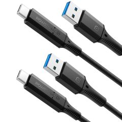 Spigen PowerArc Geflochtene USB-Kabel - USB-A zu USB-C - 1 Meter - Schwarz - Duopack 