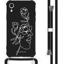 iMoshion Design Hülle mit Band für das iPhone Xr - Woman Flower Black