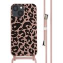 iMoshion Silikonhülle design mit Band für das iPhone 13 Mini - Animal Pink