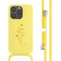 iMoshion Silikonhülle design mit Band für das iPhone 14 Pro - Flower Yellow