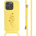 iMoshion Silikonhülle design mit Band für das iPhone 15 Pro - Flower Yellow