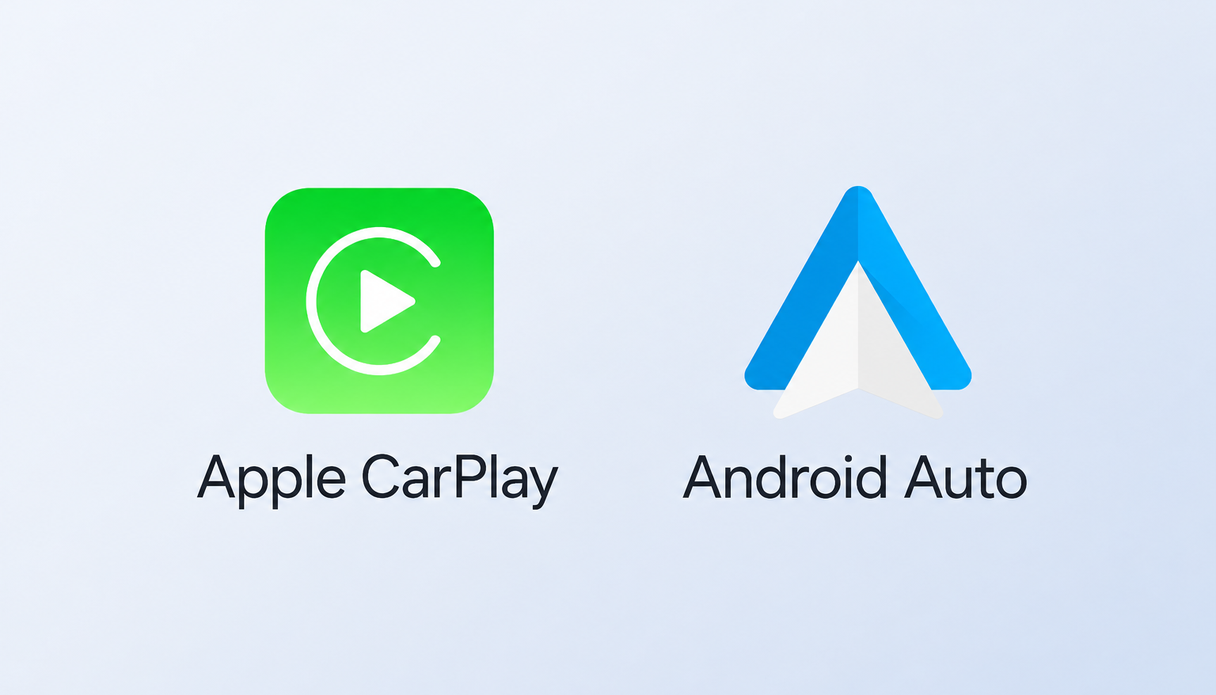 Apple CarPlay und Android Auto Icons werden angezeigt.