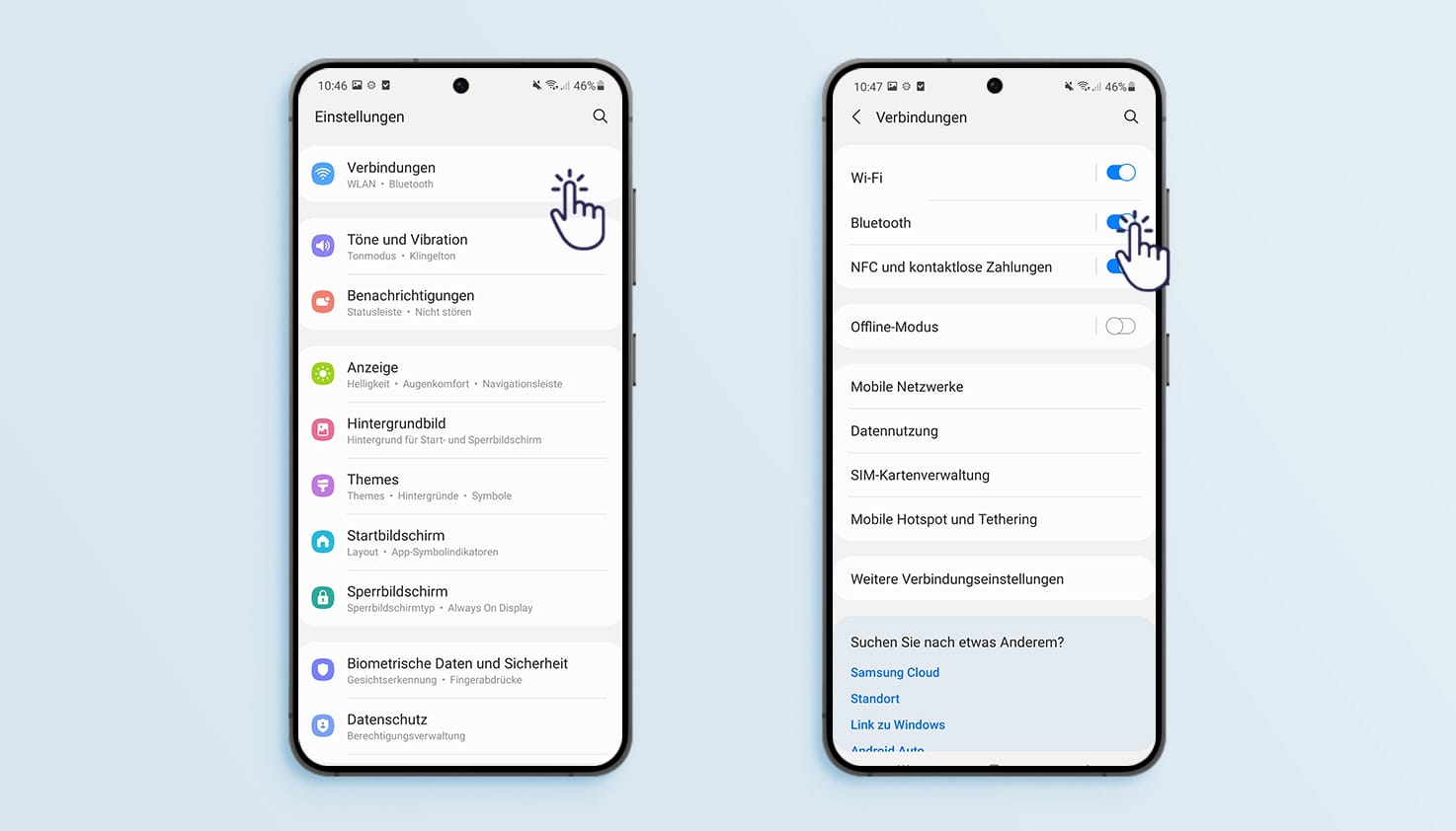 Anleitung zum Aktivieren von Bluetooth auf dem Samsung-Handy.