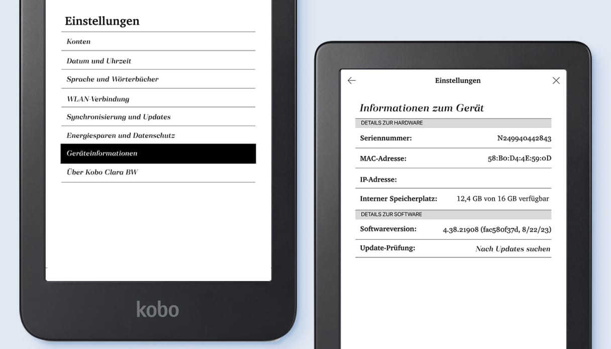 Einstellungen deines E-Readers.