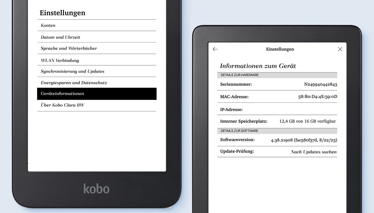 Einstellungen deines E-Readers.