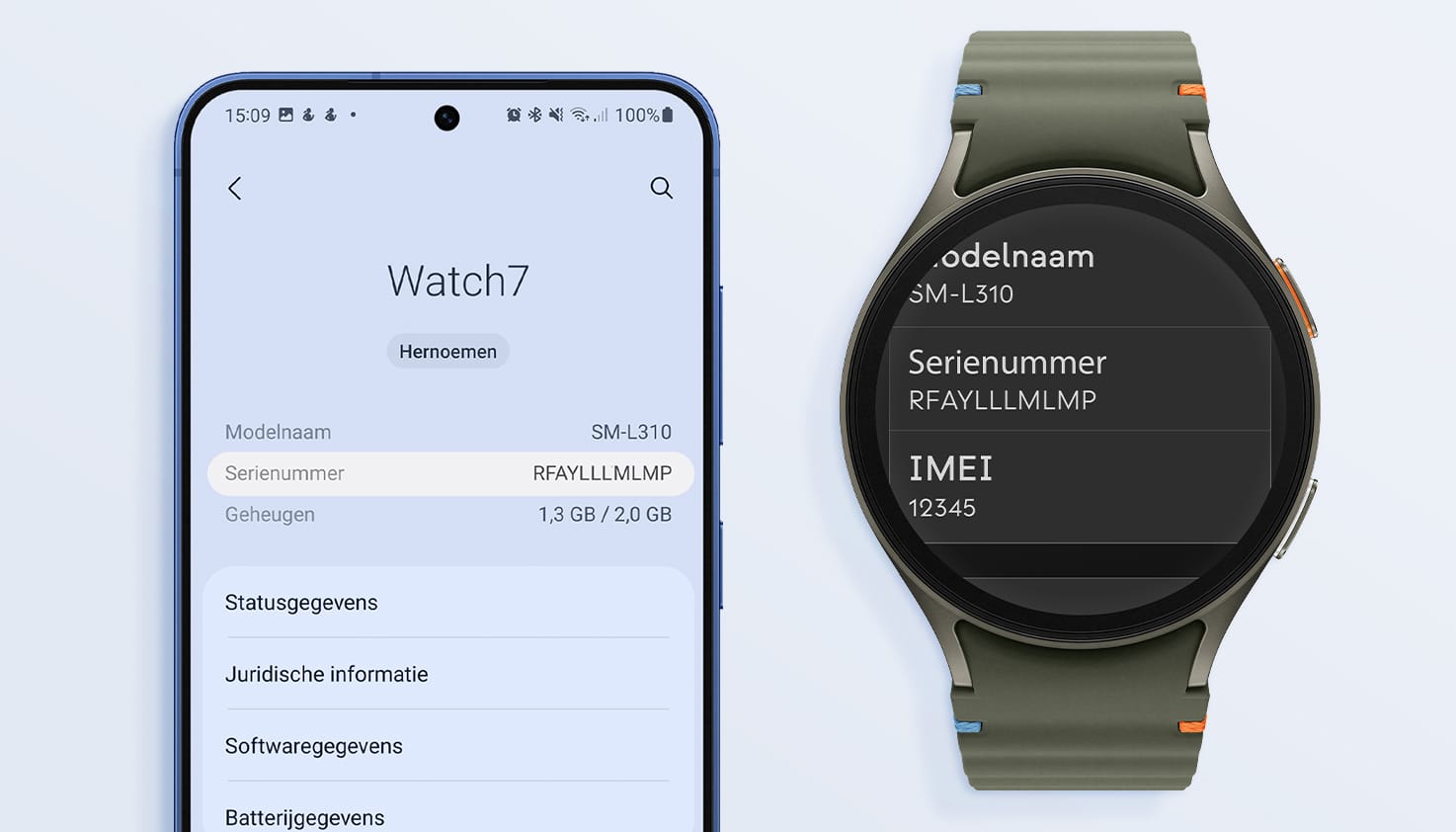 Mann schaut auf seine Smartwatch und scrollt, während er in der anderen Hand sein Handy hält