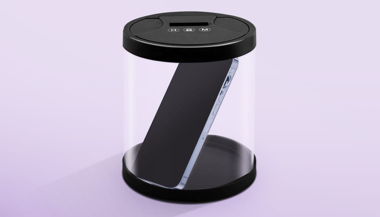 imoshion-Telefonsafe mit Schloss zur Begrenzung der Bildschirmzeit.