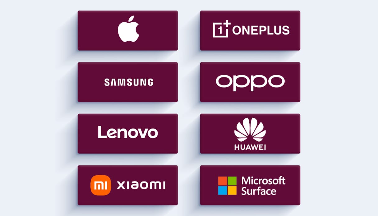 Logos verschiedener Tablet-Marken.