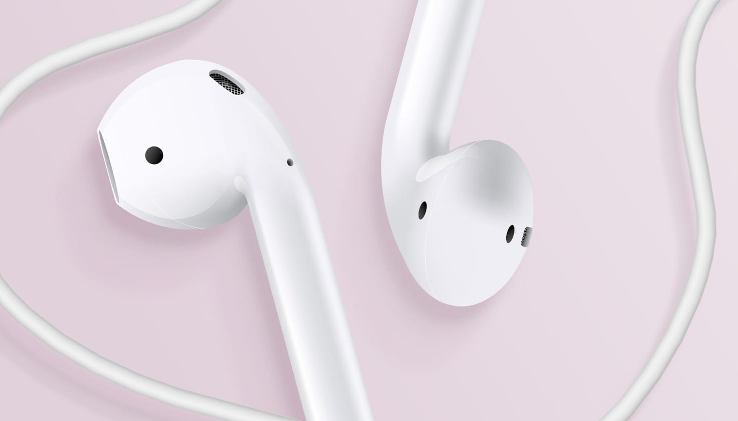 Die Apple EarPods liegen zentral, umgeben von den Kabeln der Ohrhörer.