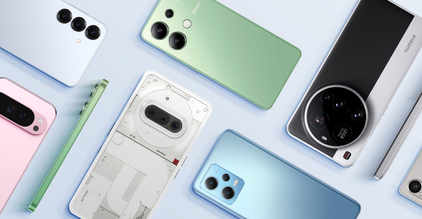 Eine Flatlay-Aufnahme verschiedener Android-Geräte.