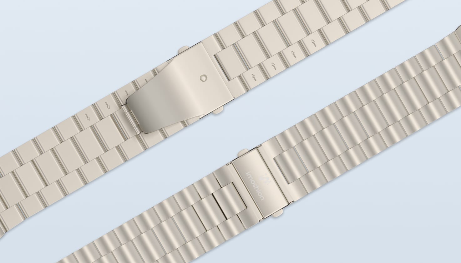 Foto eines Smartwatch-Armbands mit Schmetterlings- und Faltschließe.